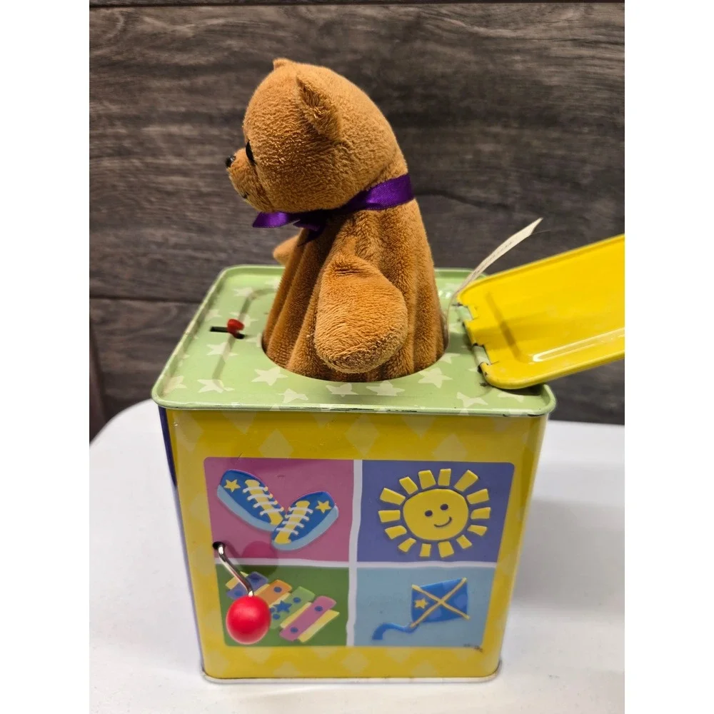 Imaginarium Jack in the Box Plush Brown Bear Musical Tin Toy ABCs Numbers